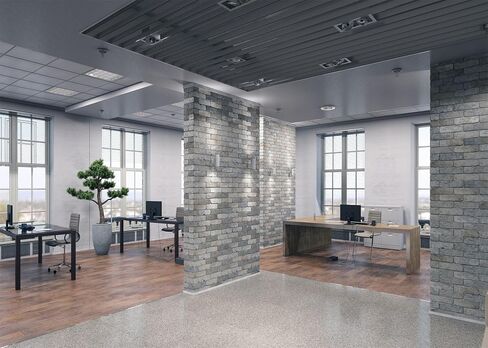 BELECO 7x5ft Fabric Modern Office Backdrop for Video Conference Elegant Business Office Interior Brick Wall Windows Virtual Home Office Photography Background Live Video Zoom Calls Photoshoot Props in Saudi Arabia