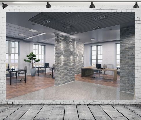 BELECO 7x5ft Fabric Modern Office Backdrop for Video Conference Elegant Business Office Interior Brick Wall Windows Virtual Home Office Photography Background Live Video Zoom Calls Photoshoot Props in Saudi Arabia