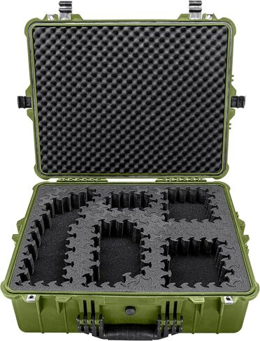 حافظة صلبة مقاس 24 بوصة من Eylar مزودة بحشوة إسفنجية متشابكة XP قابلة لإعادة التشكيل وإعادة الاستخدام، مقاومة للماء والصدمات للمعدات والطائرات بدون طيار والكاميرات (طبقتان من Ragar) (أسود) in Kuwait