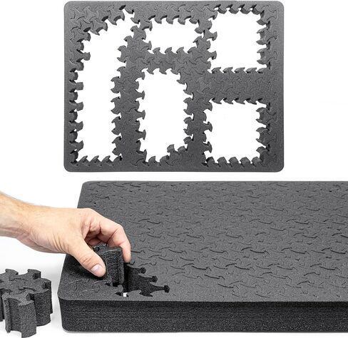 حافظة صلبة مقاس 24 بوصة من Eylar مزودة بحشوة إسفنجية متشابكة XP قابلة لإعادة التشكيل وإعادة الاستخدام، مقاومة للماء والصدمات للمعدات والطائرات بدون طيار والكاميرات (طبقتان من Ragar) (أسود) in Kuwait