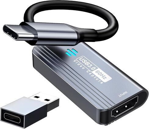 Papeaso Video Capture Card, 4K HDMI to USB/USB C 3.0 Capture Card, 1080P 60FPS Video Capture Device, for Streaming, Teaching,Gaming, Video conferencing or Live Broadcasting in Saudi Arabia