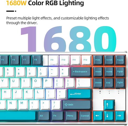 IROK TP87 Tri-Mode Customized Mechanical Keyboard 80% TKL Hot Swapped PBT Keycaps RGB Programmable Wireless Gaming Keyboard with Yellow Switch for Win/Mac Gamer-WhiteBlue in Saudi Arabia