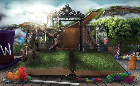 5.9 x 3.6 ft Chocolate Factory Backdrop Decorations Fairy Magical Candy Garden World Background Chocolate Birthday Party Decorations for Kids in Saudi Arabia