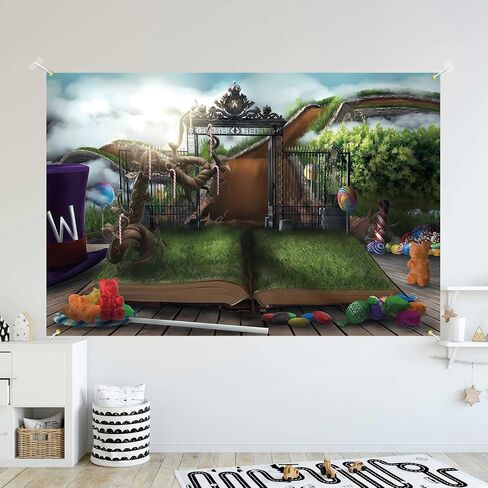 5.9 x 3.6 ft Chocolate Factory Backdrop Decorations Fairy Magical Candy Garden World Background Chocolate Birthday Party Decorations for Kids in Saudi Arabia