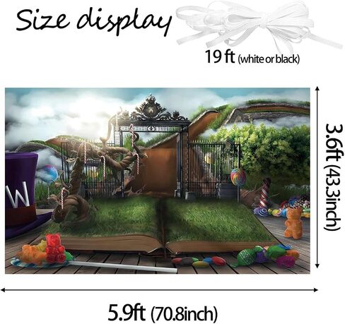 5.9 x 3.6 ft Chocolate Factory Backdrop Decorations Fairy Magical Candy Garden World Background Chocolate Birthday Party Decorations for Kids in Saudi Arabia