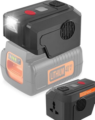 for Black and Decker 40V Battery top Off Inverter Generator,for Black and Decker USB Type-C Fast Charger Adapter with LED WorkingLight,200 Watt Power Inverter,Portable Power Source,40V DC to 110V AC in Kuwait