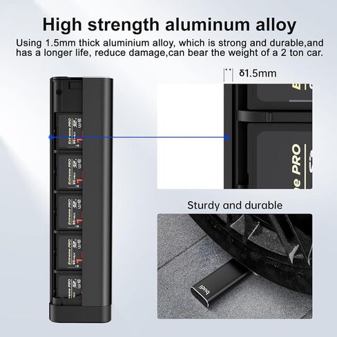 BUDI Portable Aluminum Memory Card Case Shockproof Scratch Resistant Thin Credit Card Size Card Organizer Lightweight Card Holder Wallet Stores 6 SD Micro SDHC Micro SDXC Cards & 8 TF Cards in Saudi Arabia