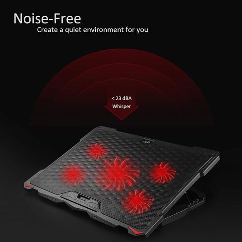 AICHESON Laptop Cooling Pad 5 Fans Up to 17.3 Inch Heavy Notebook Cooler, Blue LED Lights, 2 USB Ports, S035, Blue-5fans in Kuwait