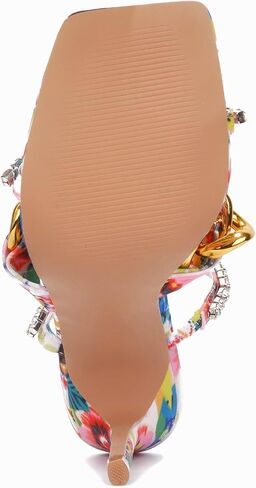Cape Robbin Vavaboom Sexy Stiletto High Heels for Women, Square Toe Shoes Heels with Link and Faux Rhinestones in Saudi Arabia