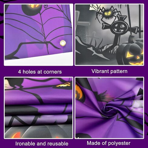 Purple Halloween Photo Backdrop Moon Night Spooky Castle Cemetery Pumpkin Witch Ghost Scary Backdrop for Halloween Horror Night Halloween Background Party Decorations in Saudi Arabia