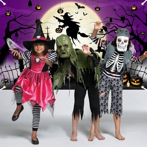 Purple Halloween Photo Backdrop Moon Night Spooky Castle Cemetery Pumpkin Witch Ghost Scary Backdrop for Halloween Horror Night Halloween Background Party Decorations in Saudi Arabia