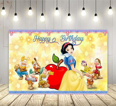 خلفية الأميرة للثلج الأبيض موضوع حفلة عيد ميلاد لوازم 5x3ft سنو وايت موضوع راية للحزب كعكة الجدول زينة الطفل دش راية in Kuwait