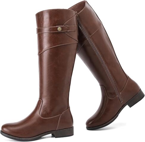 Women's Knee High Boots Wide Calf Comfortable Riding Combat Flat Boots and Fashionable for Fall and Winter Wear for Women. in Saudi Arabia