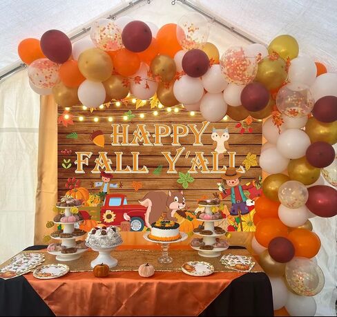 Happy Fall Y'all Banner Backdrop 7X5FT Fall Festival Decorations Banner,Rustic Wood Pumpkins Harvest Photography Background for Fall Party Decorations Supplies in Saudi Arabia