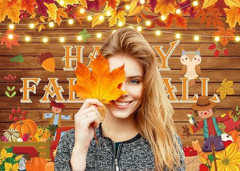 Happy Fall Y'all Banner Backdrop 7X5FT Fall Festival Decorations Banner,Rustic Wood Pumpkins Harvest Photography Background for Fall Party Decorations Supplies in Saudi Arabia