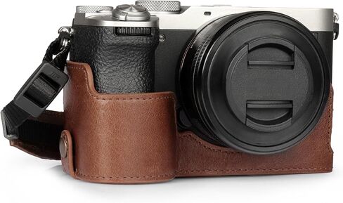حافظة MegaGear نصف كاميرا من الجلد الطبيعي لهاتف Sony Alpha a7C Mark II - أنيقة وواقية - بني in Saudi Arabia