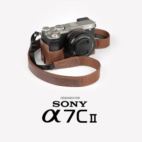 حافظة MegaGear نصف كاميرا من الجلد الطبيعي لهاتف Sony Alpha a7C Mark II - أنيقة وواقية - بني in Saudi Arabia