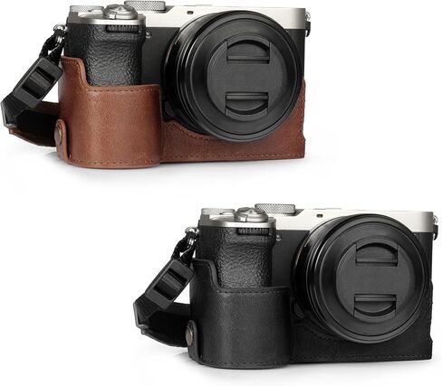 حافظة MegaGear نصف كاميرا من الجلد الطبيعي لهاتف Sony Alpha a7C Mark II - أنيقة وواقية - بني in Saudi Arabia