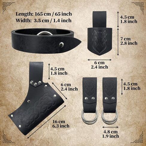 6 PCs Renaissance Belt Costume Medieval Accessories Belt Pouch Skirt Hiking Sword Frog Viking Horn Belt Holster (Brown A) in Saudi Arabia