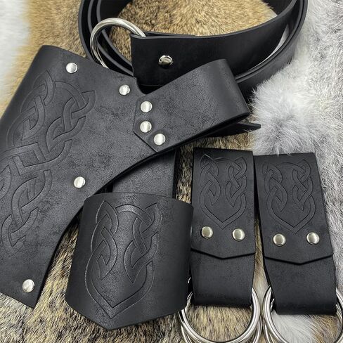 6 PCs Renaissance Belt Costume Medieval Accessories Belt Pouch Skirt Hiking Sword Frog Viking Horn Belt Holster (Brown A) in Saudi Arabia