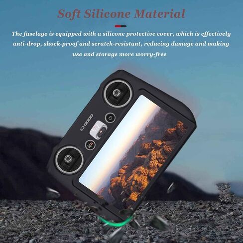 Mini 3 Pro RC Control Silicone Protection Cover + Tempered Glass Screen Protector Film (2pcs) + Lanyard Nylon Braided Neck Strap For DJI Mini 3 Pro RC Remote Controller Accessories (Grey) in Saudi Arabia