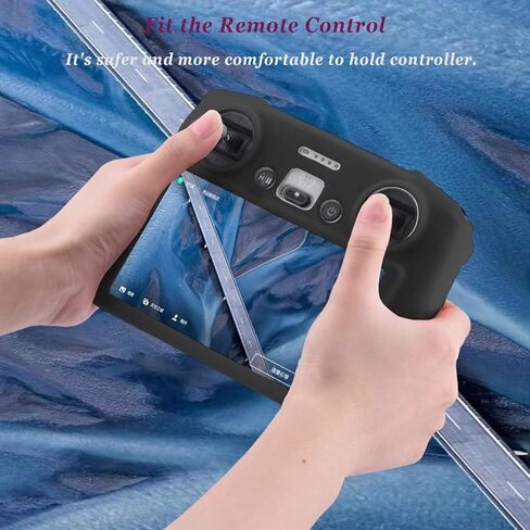 Mini 3 Pro RC Control Silicone Protection Cover + Tempered Glass Screen Protector Film (2pcs) + Lanyard Nylon Braided Neck Strap For DJI Mini 3 Pro RC Remote Controller Accessories (Grey) in Saudi Arabia