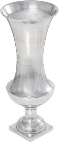 Deco 79 Aluminum Metal Decorative Vase Pedestal Trumpet Centerpiece Vase, Flower Vase for Home Decoration 9" x 9" x 21", Silver in Saudi Arabia