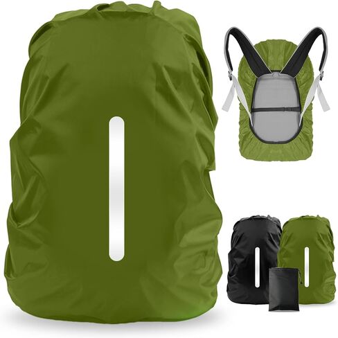 LAMA 2 Pack Waterproof Rain Cover for Backpack, Reflective Rainproof Protector for Anti-Dust and Anti-Theft,M Size (for 30L-40L Backpack), 2 Pcs Black in Kuwait