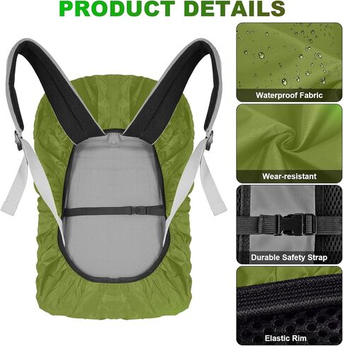 LAMA 2 Pack Waterproof Rain Cover for Backpack, Reflective Rainproof Protector for Anti-Dust and Anti-Theft,M Size (for 30L-40L Backpack), 2 Pcs Black in Kuwait
