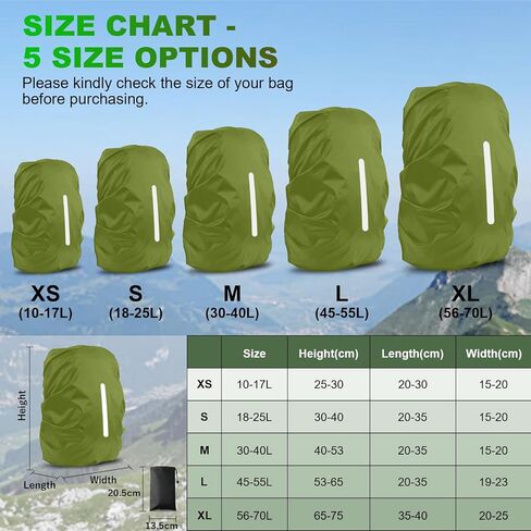 LAMA 2 Pack Waterproof Rain Cover for Backpack, Reflective Rainproof Protector for Anti-Dust and Anti-Theft,M Size (for 30L-40L Backpack), 2 Pcs Black in Kuwait