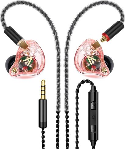 Vibes 202MC Wired Earbuds - HiFi In Ear Monitor Headphones – Noise Isolating Ear Buds w/ Mic - Clear Sound, Deep Bass & Comfort-Fit Earphones - MMCX to USB-C, Silver Plated Cable - Premium Carry Case in Saudi Arabia