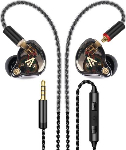 Vibes 202MC Wired Earbuds - HiFi In Ear Monitor Headphones – Noise Isolating Ear Buds w/ Mic - Clear Sound, Deep Bass & Comfort-Fit Earphones - MMCX to USB-C, Silver Plated Cable - Premium Carry Case in Saudi Arabia