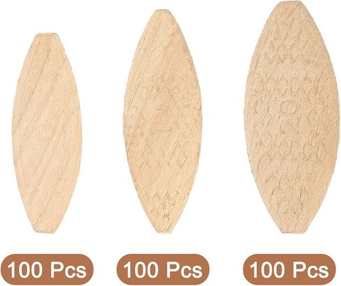 300 قطعة من بسكويت نجار الخشب من uxcell، 45x16x3.8 ملم/54x19x3.8 ملم/57x24x3.8 ملم ملحقات نجارة البسكويت الخشبية للنجارين والمشروعات اليدوية in Saudi Arabia