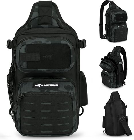 KastKing Blowbak Fishing Sling Bag, Fishing Backpack with Rod Holder | Fishing Bag Storge Fishing Gear, Gift for Men, Molle System, Water-Resistant Material in Kuwait