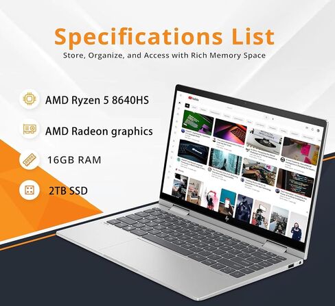 HP Envy 2024 AI 2-in-1 14" Wide Ultra XGA Touch-Screen Laptop, AMD Ryzen 5 8640HS, AMD FreeSync, Wi-Fi 6E, BT 5.3, Backlit KB, Win 11 W/Stylus Pen (16GB RAM | 512GB PCIe SSD) in Saudi Arabia