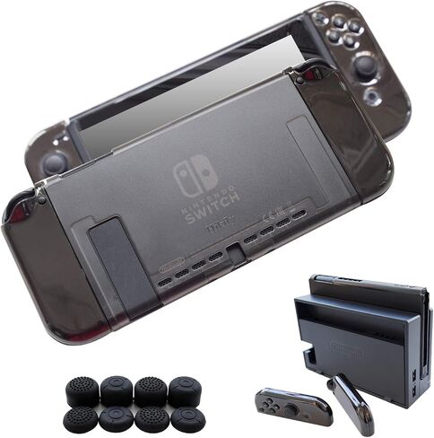 حافظة كمبيوتر Hikfly للألعاب المحمولة مع غطاء شاشة كريستال سائل لجهاز Nintendo Switch (أسود) in Saudi Arabia