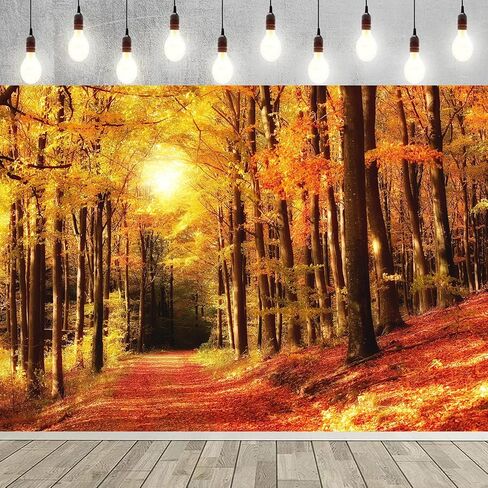 10x8ft أشجار القيقب خلفية الخريف الغابات مسار الأوراق المتساقطة طبيعة المناظر الطبيعية التصوير خلفية ضوء الشمس صباح توهج الحصاد حزب التخييم عيد ميلاد السفر الزفاف صور استوديو الدعامة in Saudi Arabia