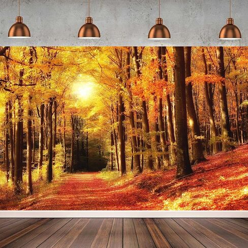 10x8ft أشجار القيقب خلفية الخريف الغابات مسار الأوراق المتساقطة طبيعة المناظر الطبيعية التصوير خلفية ضوء الشمس صباح توهج الحصاد حزب التخييم عيد ميلاد السفر الزفاف صور استوديو الدعامة in Saudi Arabia