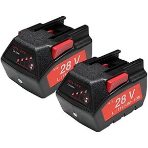 Pack of 2 MaximalPower Replacement Battery for MILWAUKEE 28V M28 V28 48-11-2830 2.0Ah with LED Gauge