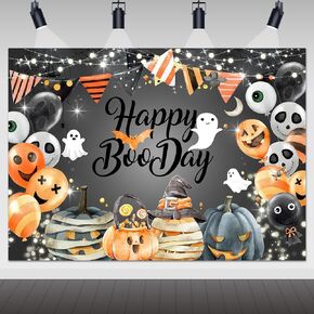 Avezano Happy Boo Day Backdrop Little Boo Happy Birthday Party Decorations for Kids Cute Ghost Birthday Cake Table Banner Photo Booth Photography Supplies