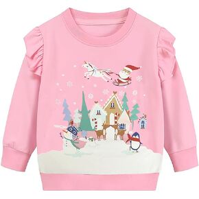 Toddler Girls Christmas Sweatshirt Kids Santa Claus Elk Bear Shirt Xmas Cotton Long Sleeve Tops for 1-7T