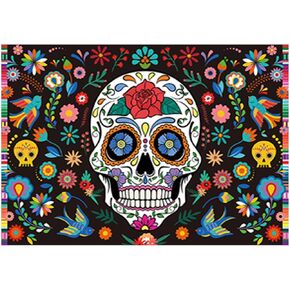Allenjoy 7x5ft Day of The Dead Backdrop for Mexican Fiesta Sugar Skull Flowers Photography Background Dia DE Los Muertos Birthday Party Supplies Fiesta Banner Table Decor Decoration Photo Booth Studio