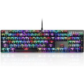MOTOSPEED Wired RGB Gaming Mechanical Keyboard with Blue Red Switches,104-Key Aluminium Wired Keyboard,Compatible for Mac Windwows and Linux