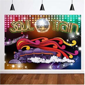 XLL 70's and 80's Soul Train Neon Glow Theme Photo Background 7x5ft Singing Old Fashioned Dance Disco Dancing Prom Photography Backdrops Let's Crazy in The Dark Studio Shoot Props Vinyl