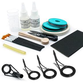 FishTrip Fishing Rod Guide Repair Kit 10 Sizes Rod Tips Guide Repair kit with Ceramic Ring Double Foot Pole Guide Replacement Kit