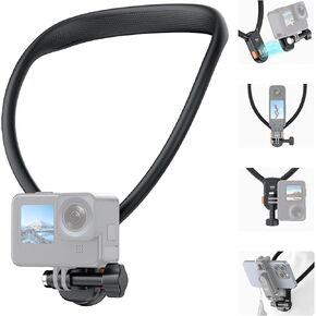 VRIG Claw Mini Necklace Mount Quick Release Magnetic Suction Neck Hanging Silicone Locking Drop-Proof Multi-Angle Adjustment for Fishing, Biking, Snowboarding, Travel, vlogging and More