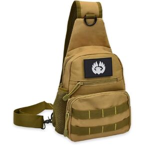 TORCH Chest Bag Water Resistant MOLLE Small Backpack Single Strap Shoulder Sling Daypack EDC Gear Black
