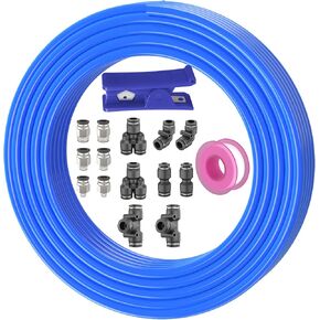 Blue PU Trachea 3/16" od Plastic Tubing Tubing air line dot air line air line kit Suitable for agricultural and horticultural irrigation（Each shop air line kitLength 32.8Ft 10Meter）