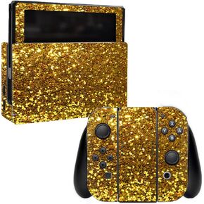 MightySkins Skin Compatible with Nintendo Switch wrap Cover Sticker Skins Gold Glitter