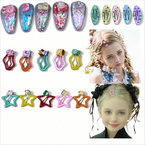 20 metal snap hair clips cute candy color design resin cartoon decorative hair clips suitable for girls children and babies